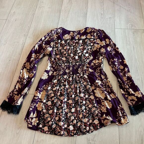 Free People | Odette Floral Long Sleeve Tunic size m - Picture 5 of 10